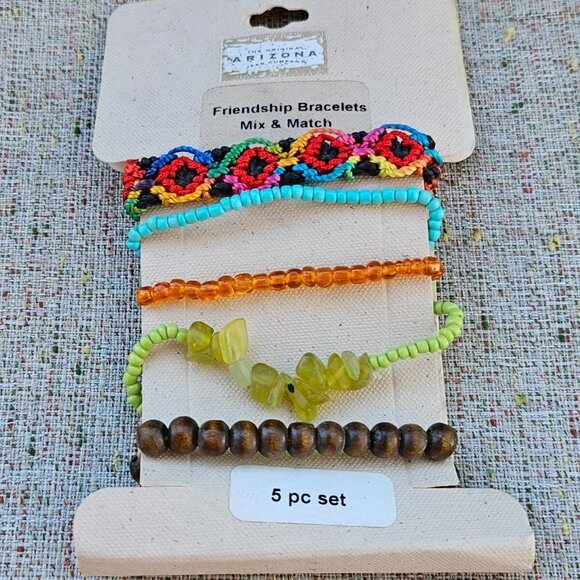 Arizona Jeans Company Bracelet Set of 5 Friendship Wrist Band Multi Jewelry New - Picture 4 of 7